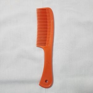 Vintage 1980's Unbreakable Super Comb 8.5" Orange Plastic Pocket Handle Retro